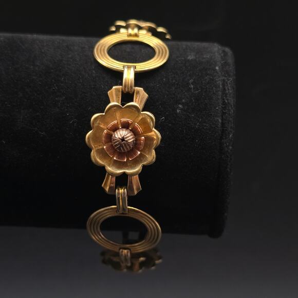 Harry Iskin 12K Gold Filled Flower Bracelet Vintage Jewelry - Picture 1 of 11